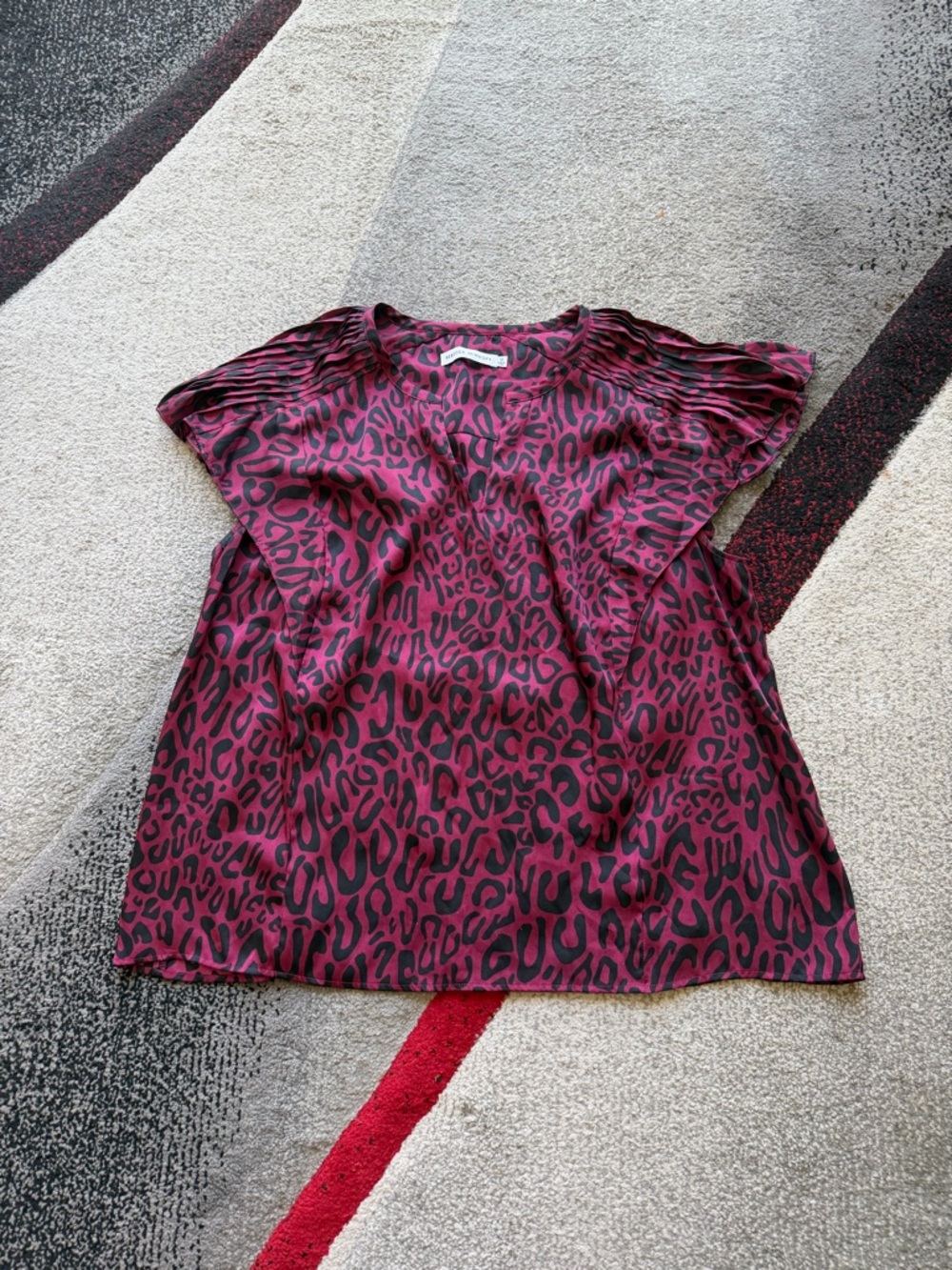 Rebecca Minkoff Gina Burgundy Animal Print Blouse